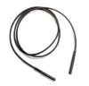 A black skipping rope with cylindrical handles, loosely coiled on a white background, resembling the streamlined shape of the Neck-Loop Antenna - uDirect.