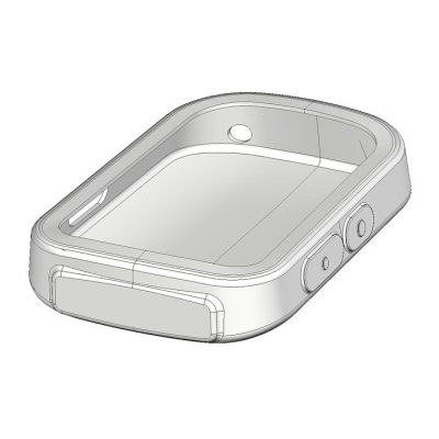 A 3D-rendered image of the ComPilot Silicone Cover, a rectangular case with rounded edges, button cutouts on the side, and a slot opening on one end, designed to fit a small gadget.