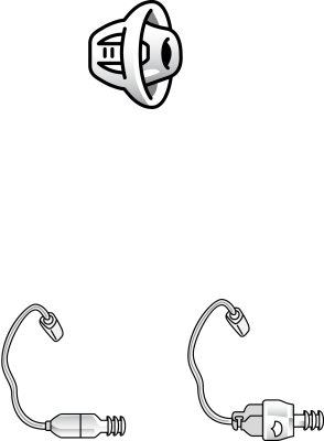 Black and white illustration featuring a Dome ThinTube earbud at the top and two Receiver Size 7 Medium wired earbuds at the bottom, all displayed on a plain background.