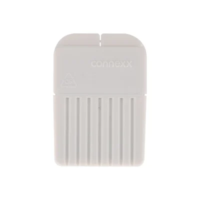 A white plastic rectangular container with vertical ridges on the lower half and "Connexx Waxguards 3.0 Nanocare" embossed on the upper half.