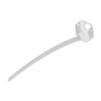 Clear plastic cable tie with a square mounting head for M Sensor Retention.