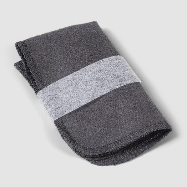 A folded Cleaning Cloth in dark gray with a white band around the center, displayed on a light gray background.